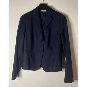 Akris Punto Black Wool Pinstripe Blazer Size US 8